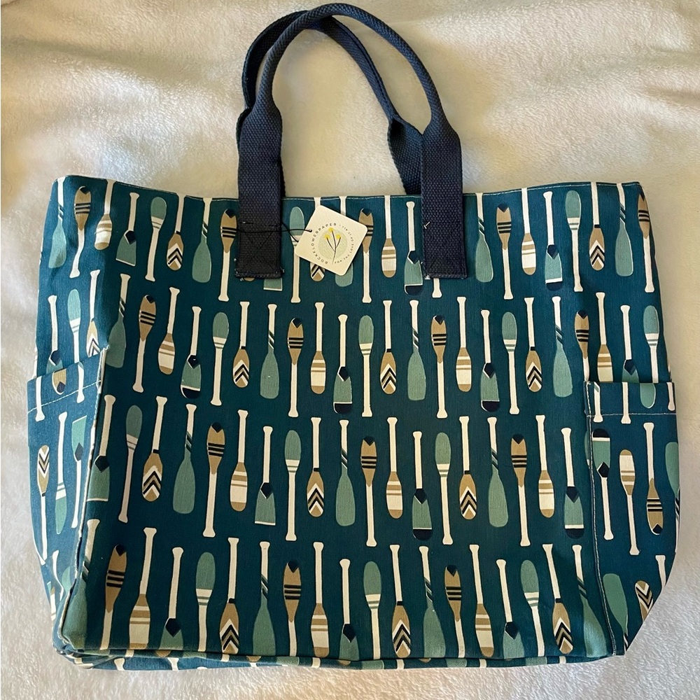 Stylish Blue Tote Bag with Paddle Design